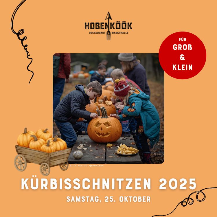 Kürbisschnitzen - am 25. Oktober 2025 von 16 bis 19 Uhr laden wir euch in der Hobenköök, Hafencity ein